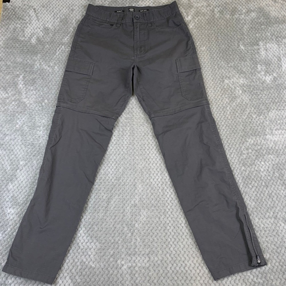 Prana Zion Convertible Cargo Pants Mens 30x32 Gray Relaxed Fit Hiking 1968341
